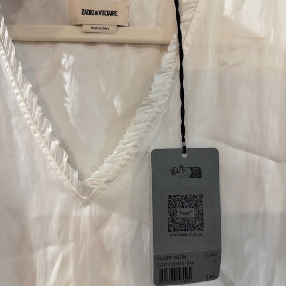 NWT ZADIG & VOLTAIRE TASTE SATIN BLOUSE | LARGE - Picture 8 of 10